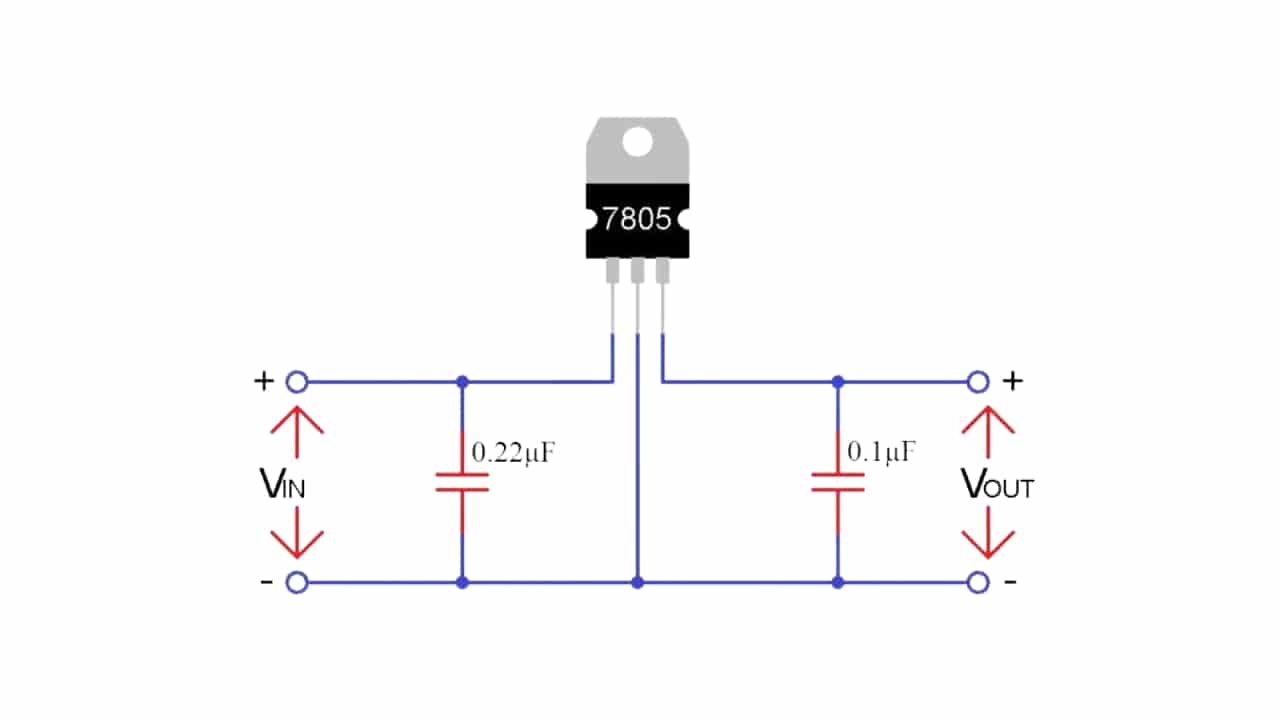 Circuit Diagram Showing How the 7805 Voltage Regulator Works