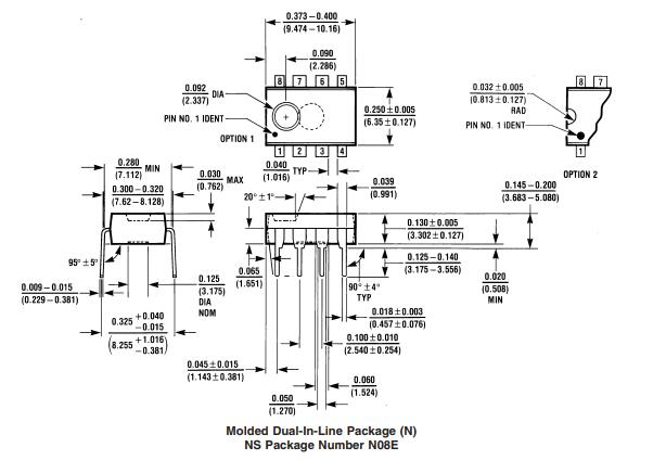 LM555 Dimensions